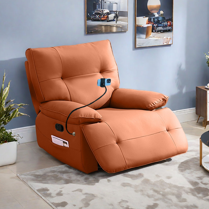 Fauteuil inclinable multifonctionnel en similicuir Quanasia, Orange