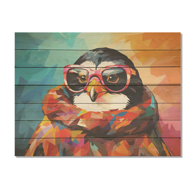 Pop art pingouin avec lunettes de soleil - pingouin sur bois
