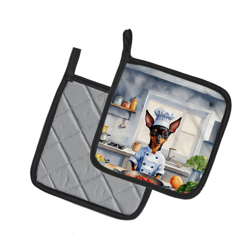 Caroline's Treasures The Dog Chef Polyester Potholder Set