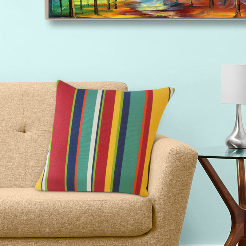 Coussin Xanto, 24 po x 24 po, Rouge / Bleu / Jaune, Coussin décoratif
