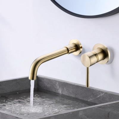 Wall Mount Single Handle Bathroom Faucet Brushed