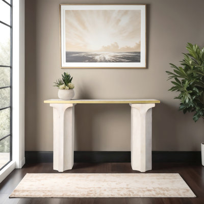 Console 47 po Gyimah Travertine, tons neutres - élégantes consoles et armoires