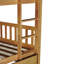 Lit superposé double en bois d'hévéa double avec lit gigogne simple, échelle et garde-corps, convertible en 2 lits doubles, naturel