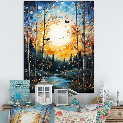 «Forest Silent Symphony Pointillism III» - Décoration murale paysage et nature