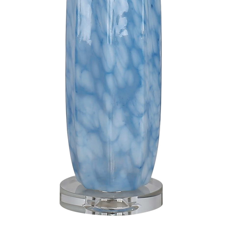 Lampe de table Azure Drift - verre d'art bleu et cristal transparent - ensemble de 2