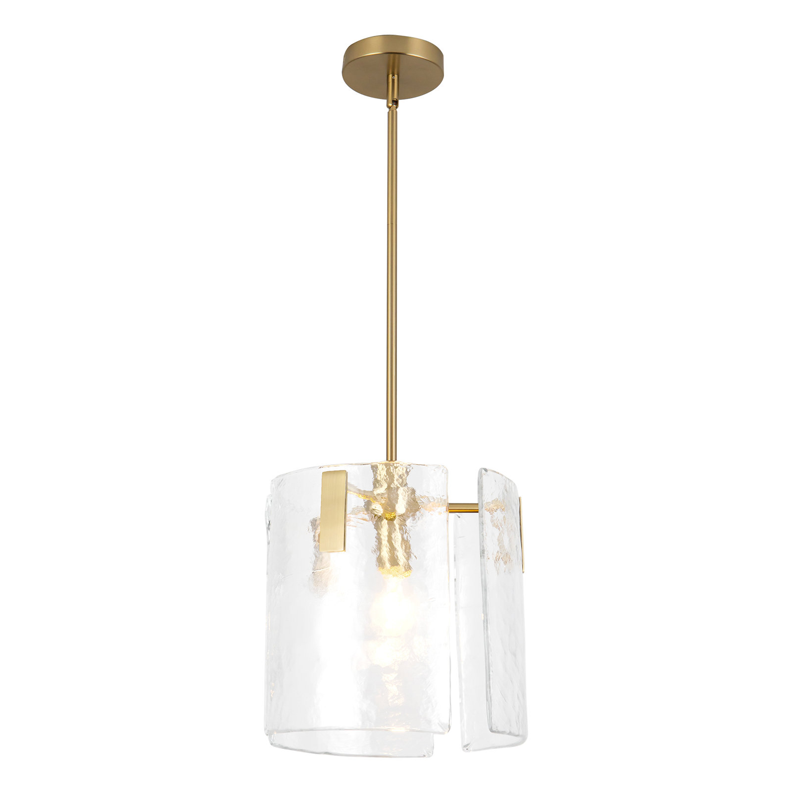 Eira Pendant with Clear Water Glass, 12-in, Brushed Gold/ Clear Water Glass
