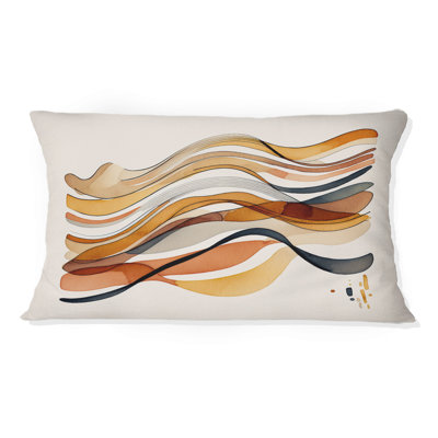 Burnt Orange Waves Abstract VI - Abstract Spirals Printed Throw Pillow