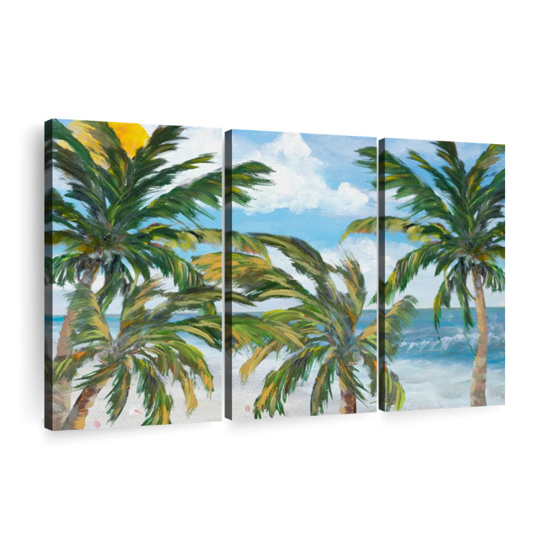 «Tropical Trees Paradise», impression sur toile tendue 3 pièces, H 28 po x l 45 po x P 1,25 po