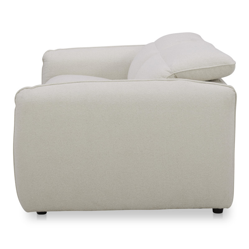 Pompeo 86'' Upholstered Reclining Sofa, Warm White Basketweave