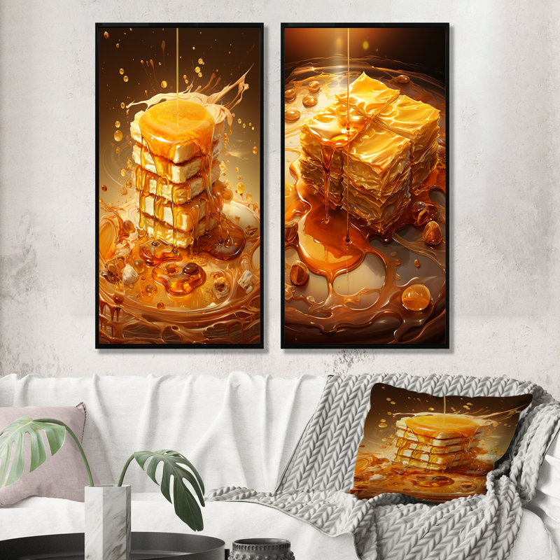 Miel Baklava Bounty Dessert - Ensemble de 2 reproductions d'art mural, Cadre noir, H 40 po x l 41 po