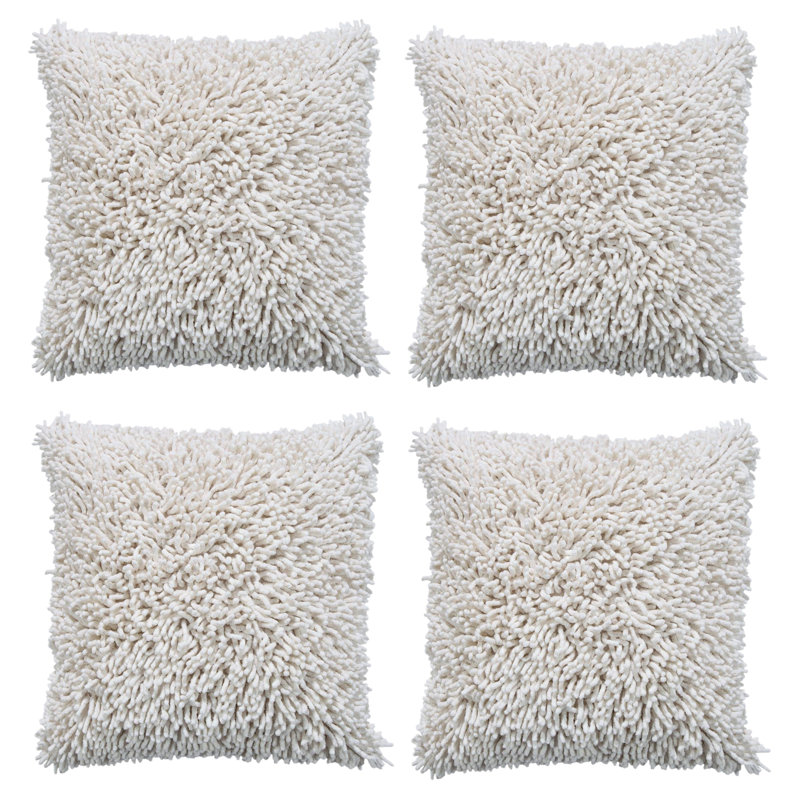 Housse de coussin en chenille 18 po , Blanc