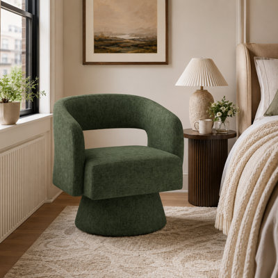 Fauteuil d'appoint pivotant en tonneau, fauteuil pivotant rembourré surdimensionné en peluche, fauteuil de meuble-lavabo de luxe moderne à 360 degrés pour bureau de chambre à coucher, caramel