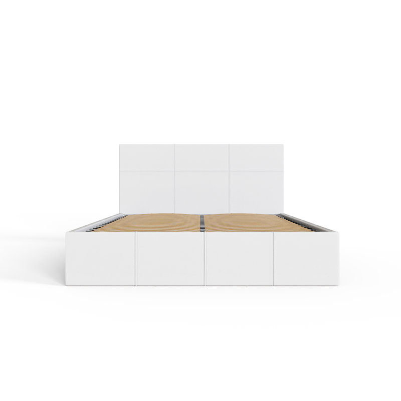Beaird Upholstered Ottoman Storage Bed, White, Kingsize (5')