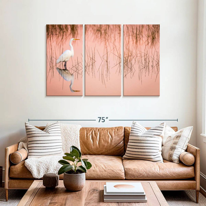 Brampt Great Egret On Marsh, 36" H x 57" W