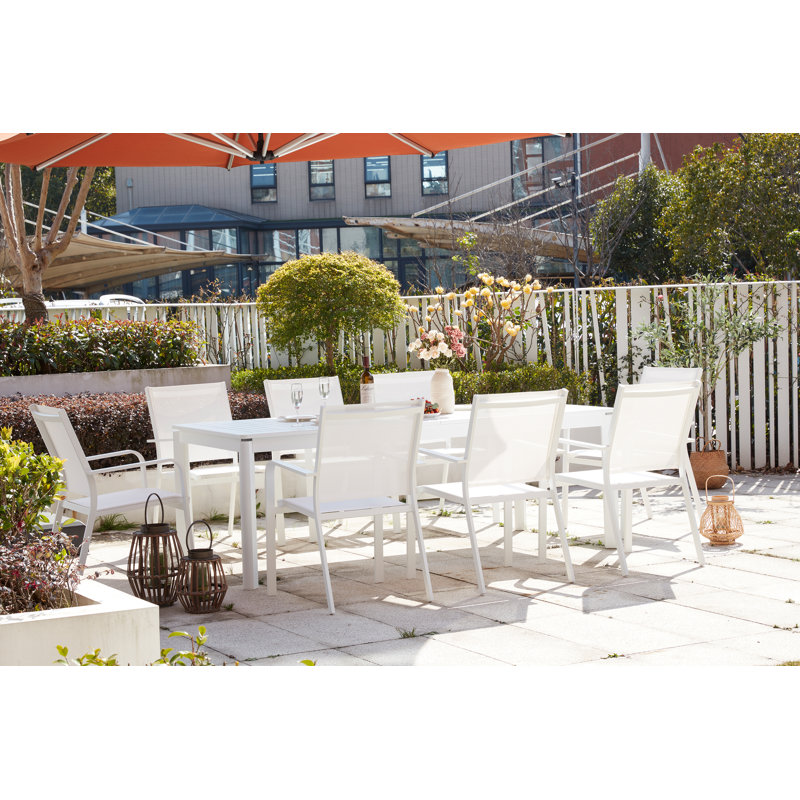 Fauteuil de patio empilable en aluminium 10 pièces Gussy