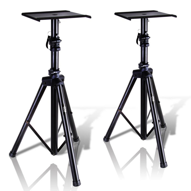 Pyle Adjustable Black Metal Tripod Studio Monitor Speaker Stands, Pair