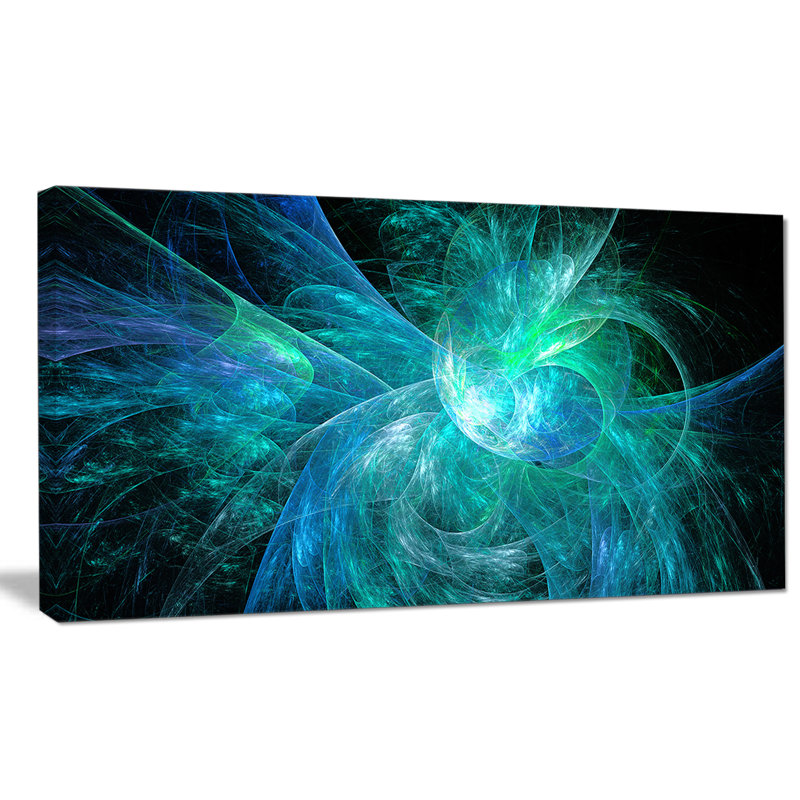 " Blue On Black Fractal Illustration ", 16" H x 32" W x 1" D
