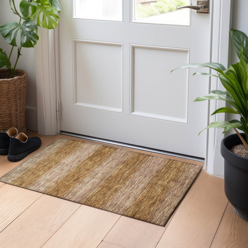Machine Washable Indoor/Outdoor Xhevrie Brown Rug, Rectangle 1'8" x 2'6"