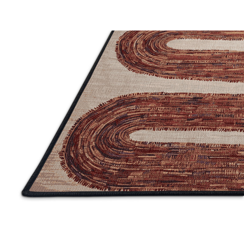 Tapis brun lavable à la machine, Rond 5 pi
