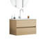 Meuble-lavabo mural moderne de 32 pouces avec lavabo en céramique, conception en bois massif, idéal pour les petits espaces