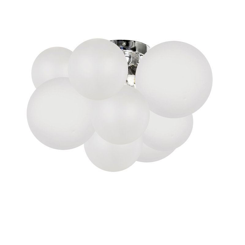 Plafonnier blanc opale Clarksdale 120 W, Chrome