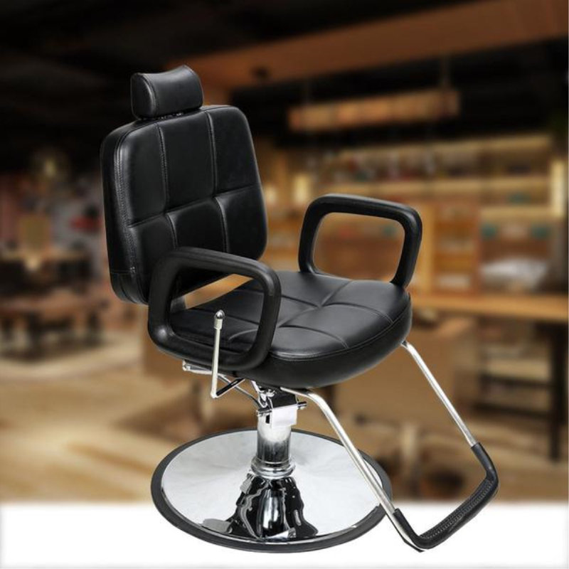  Fauteuil de barbier inclinable hydraulique l 24 po Nakai, fauteuil de salon pivotant, similicuir , Noir, noir, noir, noir
