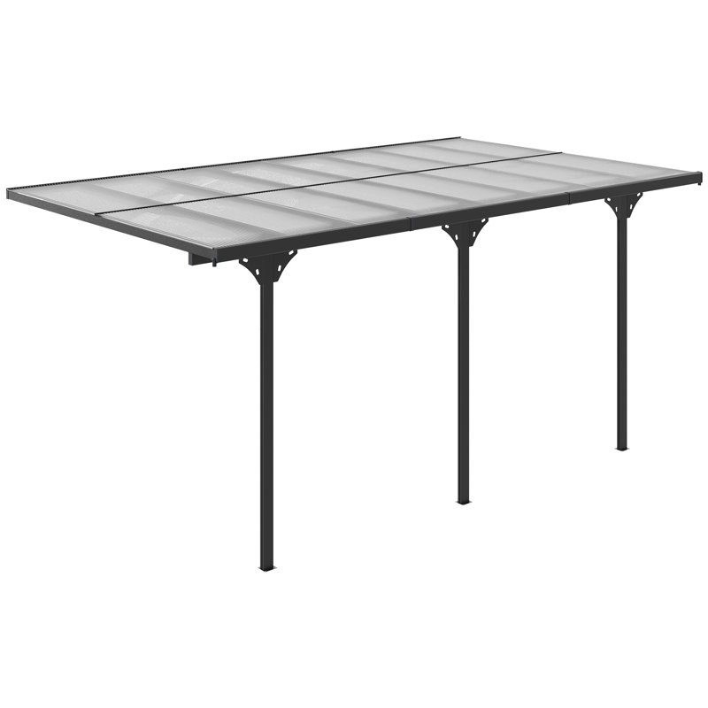 Gray Aluminum and Polycarbonate 16.5' x 10' Pergola with UV Blocking Awning