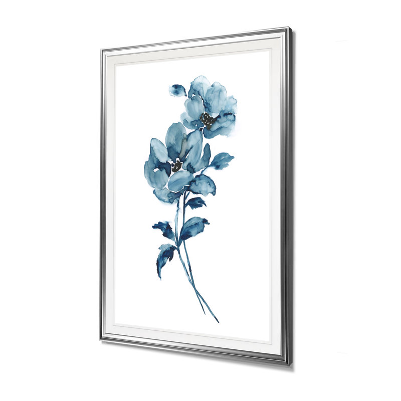 « blue botanique i », reproduction, H 30 po x l 22 po x P 1,5 po, Cadre argenté