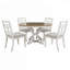 Ensemble de table de salle à manger extensible vintage rétro avec quatre chaises rembourrées en lin, parfait pour un décor élégant et polyvalent.