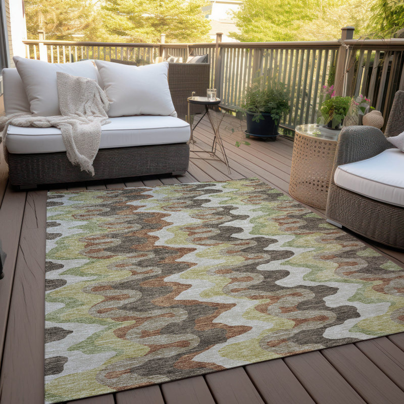 Shanata Washable Abstract Indoor / Outdoor Rug, Rectangle 8' x 10'