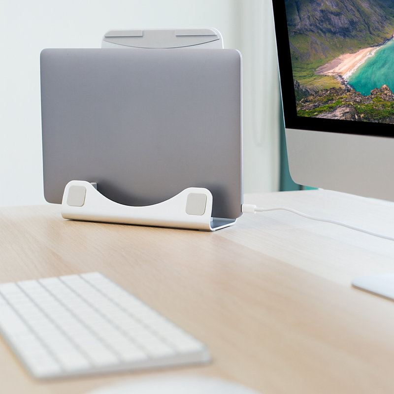 Mount-It! Vertical Laptop Stand - Aluminum Vertical Laptop Holder | 2 In 1 Laptop Riser For Desk | Vertical Macbook Stand For Macbook Air, Macbook Pro