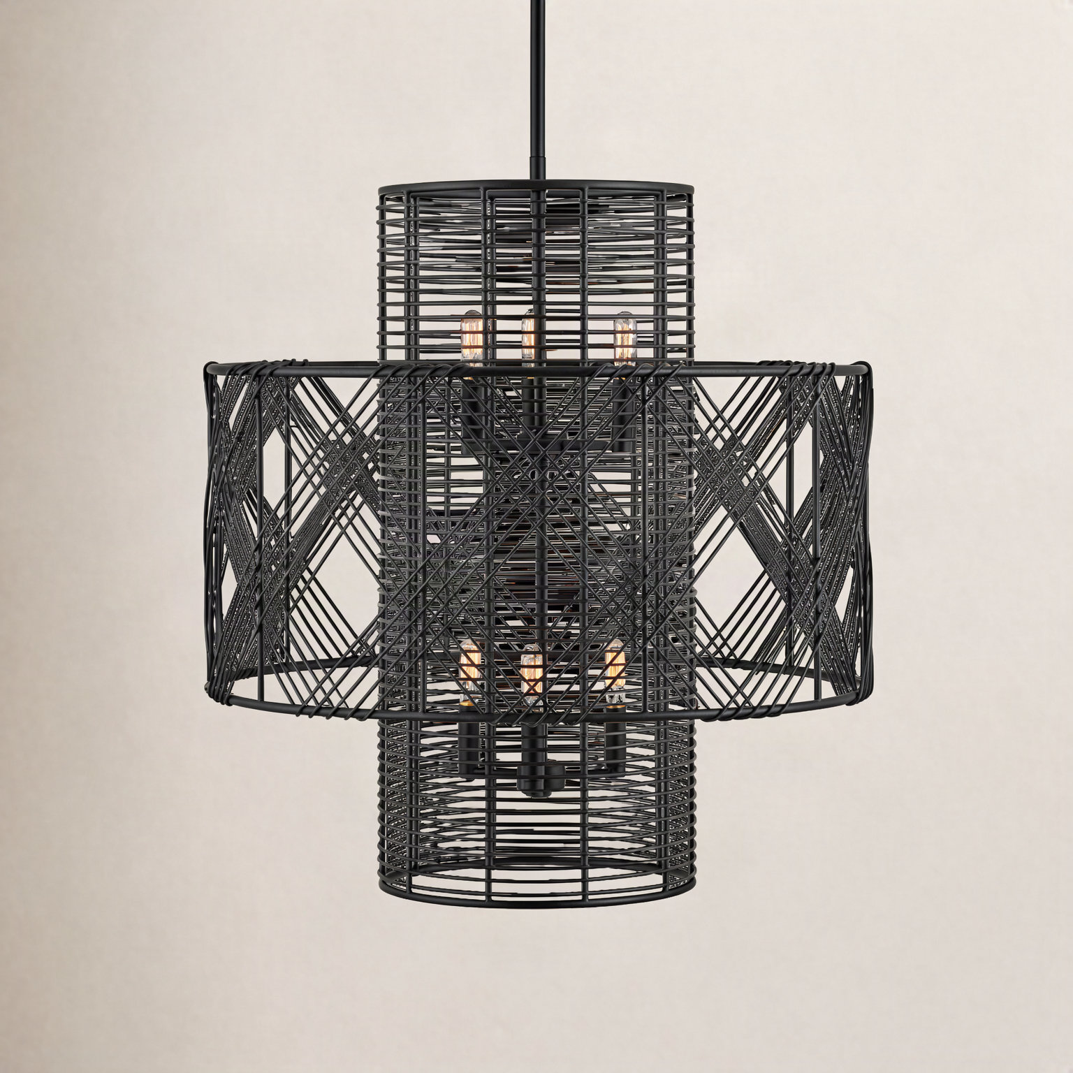 Brooke 6 - Light Metal Tiered Chandelier, Black