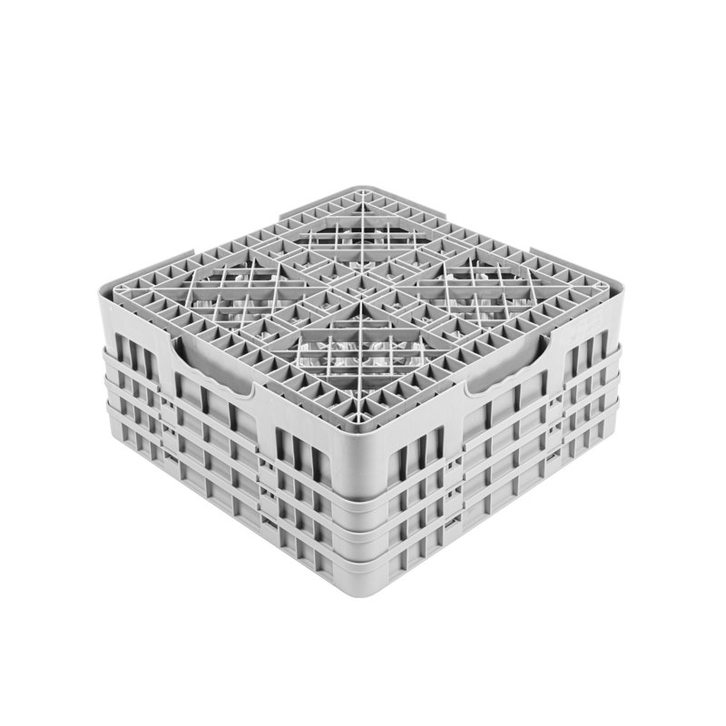  Support en verre Clean Tek Professional à 16 compartiments, 1 plateau robuste et durable, avec 1 rallonge pleine et 2 rallonges, support en verre gris pour les restaurants, les bars et les pubs