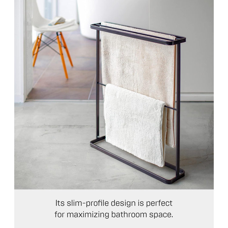 Black Steel Slim Portable Bath Towel Hanger