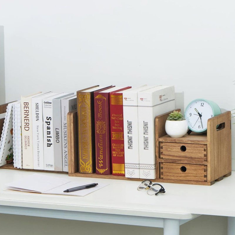 21.1 cm H x 80.2 cm W Solid Wood Bookcase, Brown