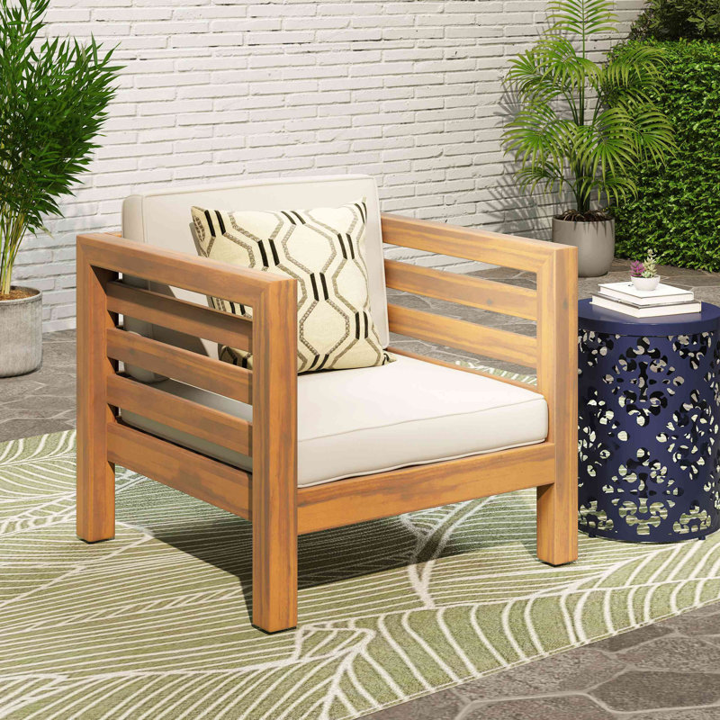 CLUB CHAIR, Beige, Teak