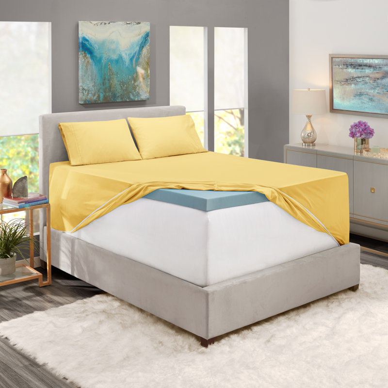 Microfiber Sheet Set, Yellow, Queen Sheet Set + 1 Fitted Sheet + 4 Pillowcases