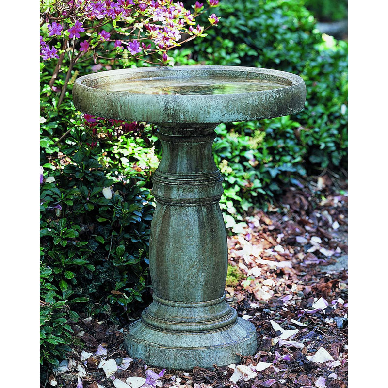 Concrete Pedestal Birdbath, Copper Bronze