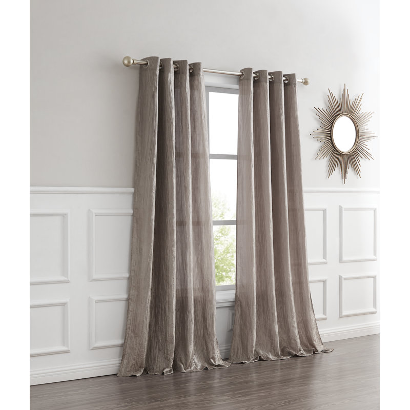 Church Street Crushed Silk 2 Panel Curtains Living Room Bedroom 54"Wx84"L Machine Washable Light Filtering Curtain, Gold