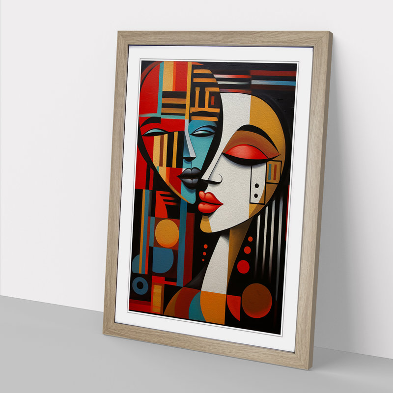 Lovers Constructivism Art - Framed Print, Oak Framed, 34cm H x 25cm W x 2cm D