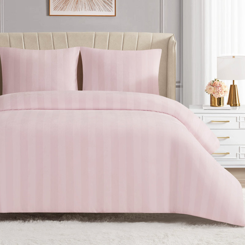 Juicy Couture Jenny Velour Striped Jacquard Comforter Sets, Light Pink, Twin/Twin XL Comforter + 1 Standard Sham