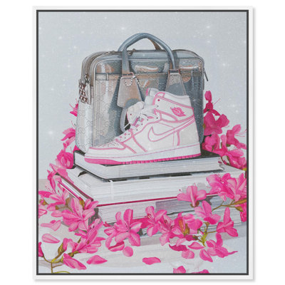 Pink Blossom Sneaker Books Canvas Fashion Sneaker Art by Art Remedy