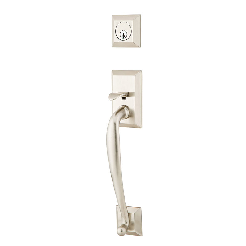 Emtek Franklin Sectional Single Cylinder Tubular Entryset, Left Handed, Athena Lever, Satin Nickel