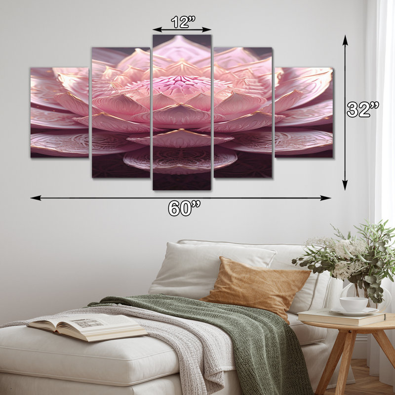 Bartlette - reproduction d'art sur toile Lotus - 5 panneaux
