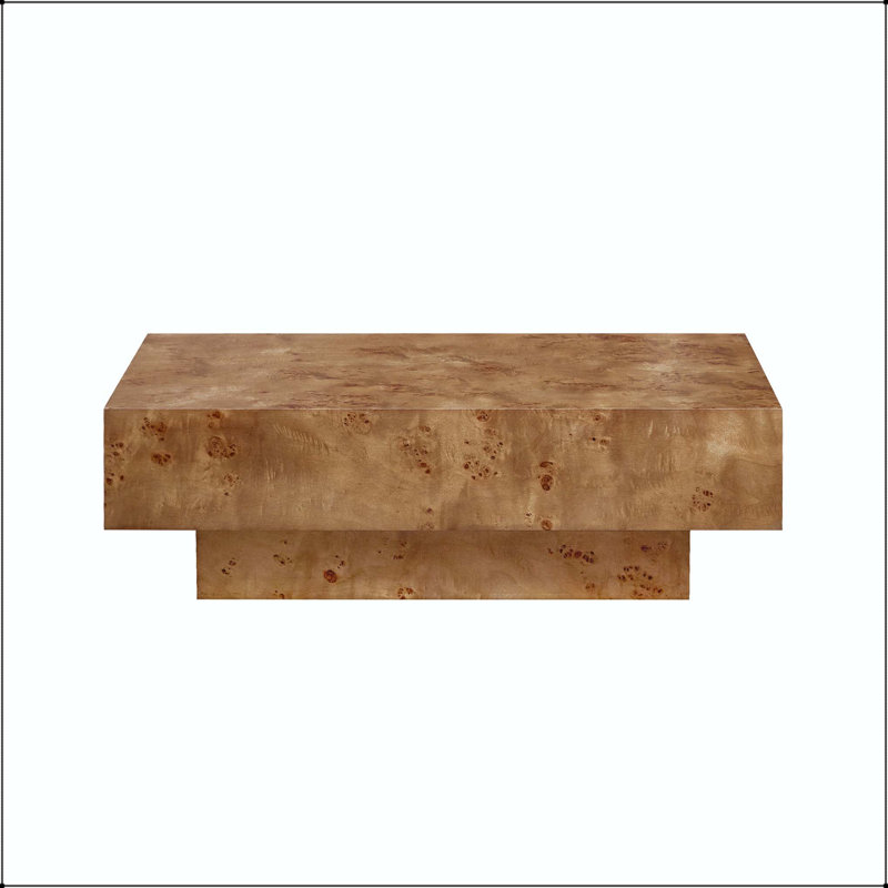 Table basse rectangulaire en placage de bois Burl, Walnut