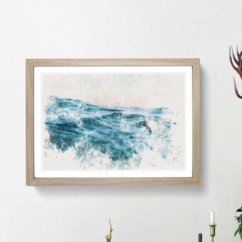 Rising Ocean - Picture Frame Painting Print, 62cm H x 87cm W x 2cm D, Oak Framed