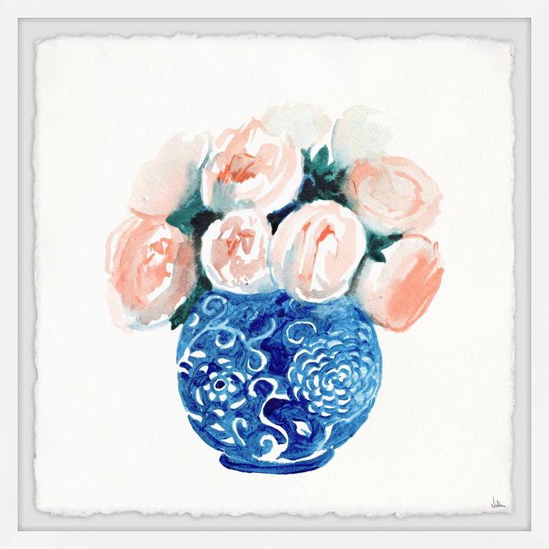 Durkee «Indigo and Peach Luxury», reproduction encadrée, H 32 po x l 32 po x P 1,5 po