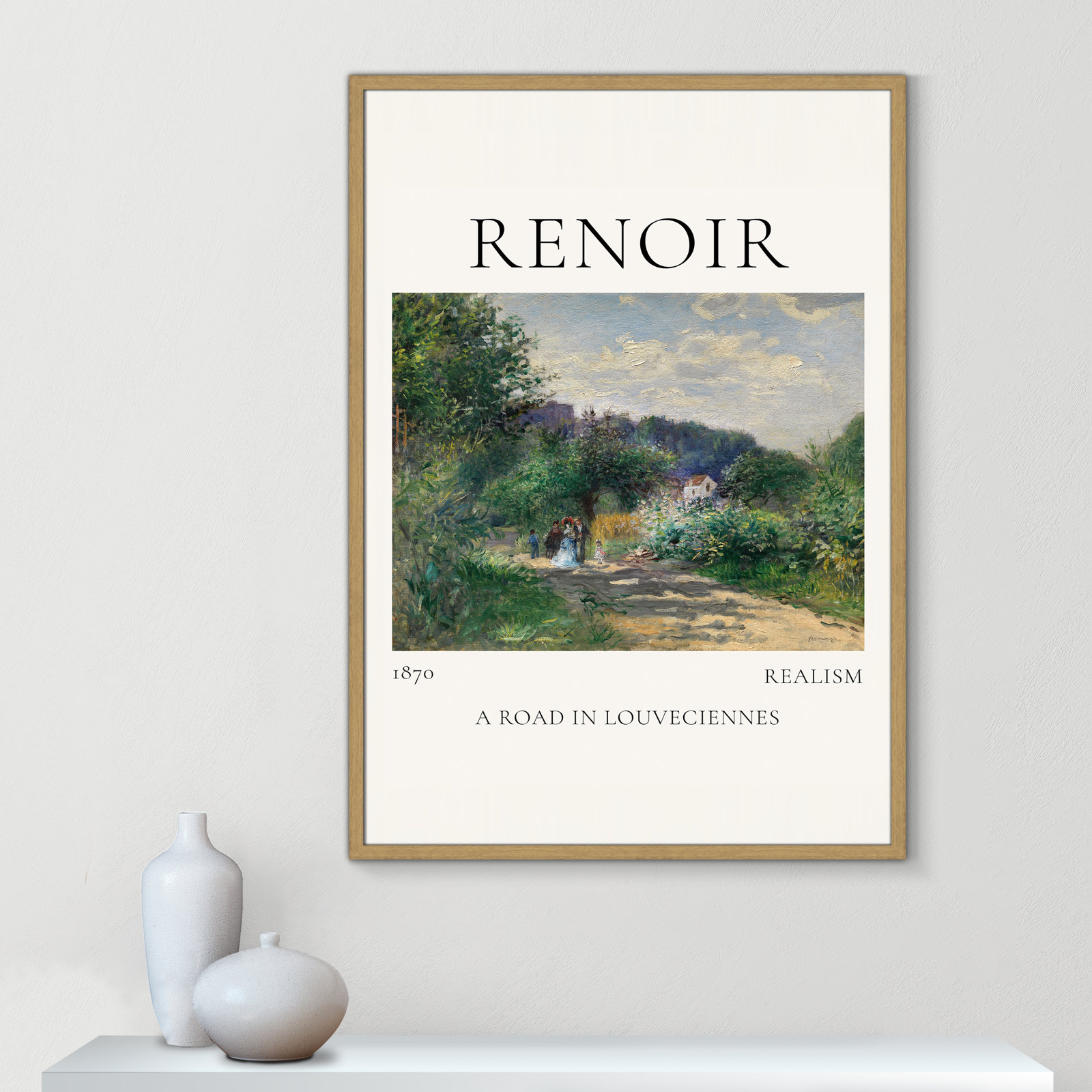 Rocchetto "A Road in Louveciennes" Print, Natural Single Picture Frame, No, 41.5" H x 29.5" W x 0.75" D