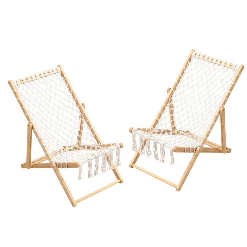 Deux sièges de patio en corde tissée à la main pour la plage et le salon, corde double tressée de fabrication experte, ajustement à trois vitesses, profondeur de 30,73 po, largeur de l'ensemble de 23,03 po, dossier réglable, hauteur de 4,33 po
