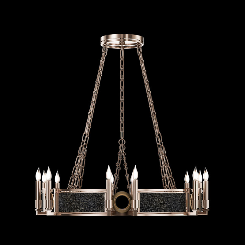 Lustre rond l 35,75 po Mirage, Chevalier noir / laiton / champagne